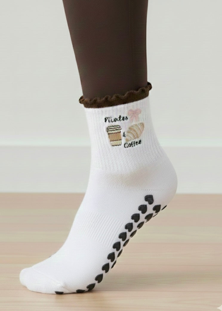 Studio Grip Sock - Pilates & Coffee Ruffle