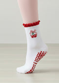 Studio Grip Sock - Cherry Ruffle